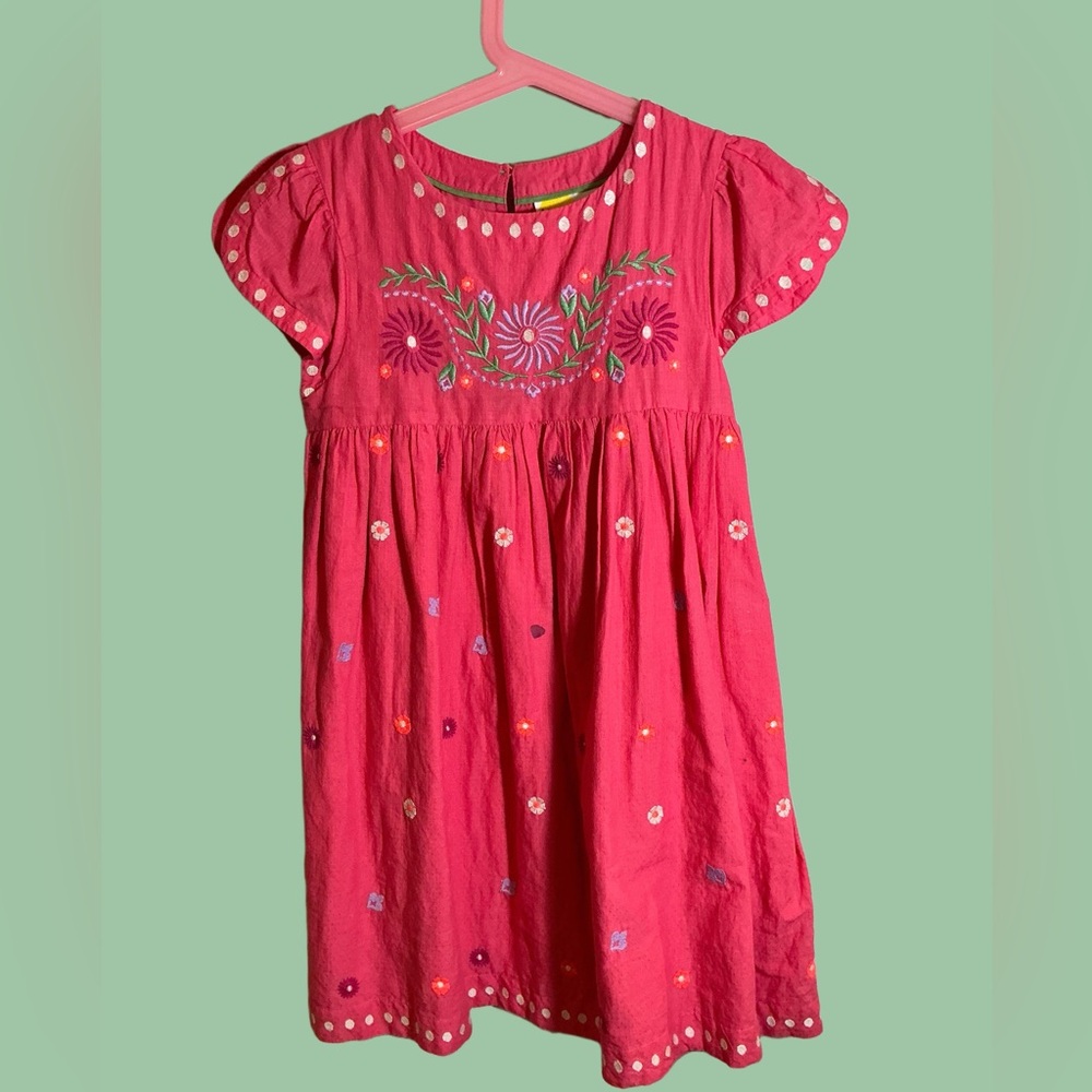 Mini Boden Pink Dress with Floral Embroidery
